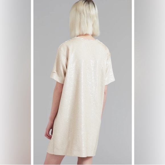 The Frankie Shop New Cream Sequin Mini Dress Riley Large - Picture 2 of 11